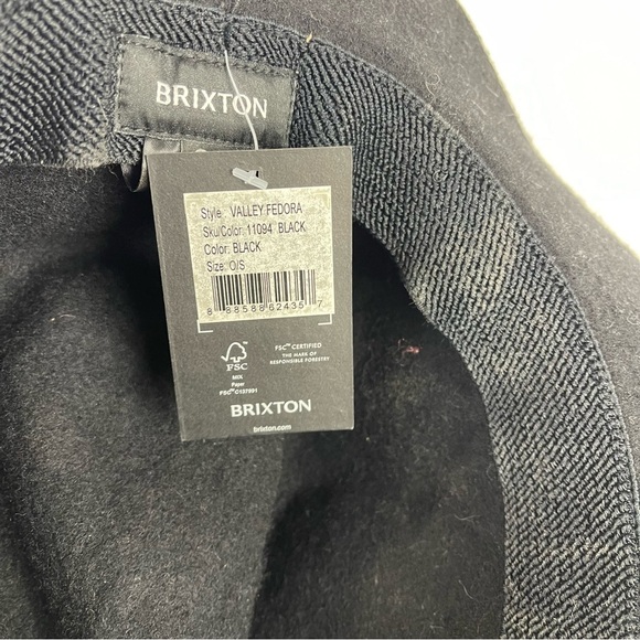 NEW Brixton Valley Fedora Hat Black Felt Wool One Size - Picture 6 of 8